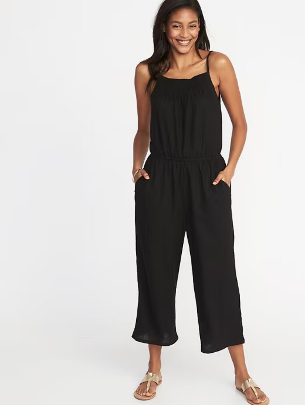 Old Navy Black Spaghetti-Strap Wide-Leg Jumpsuit